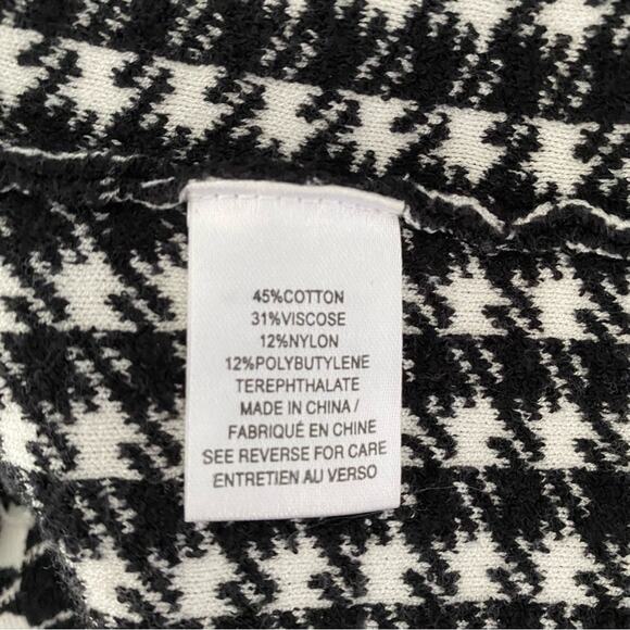 Milly Houndstooth Check Fringe Trim Sweater Black White size P XS - Picture 8 of 10